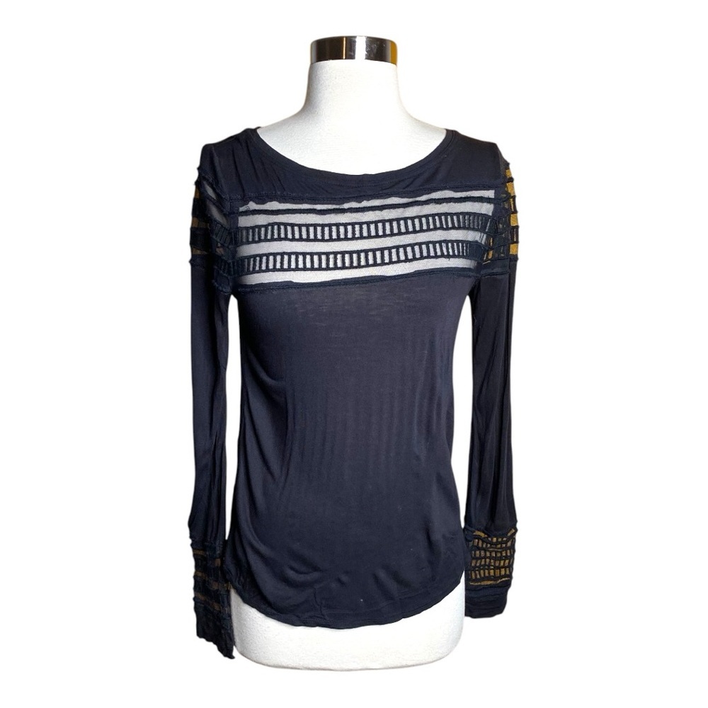 Free People Roxie Tee Long Sleeve Mesh Jersey XS